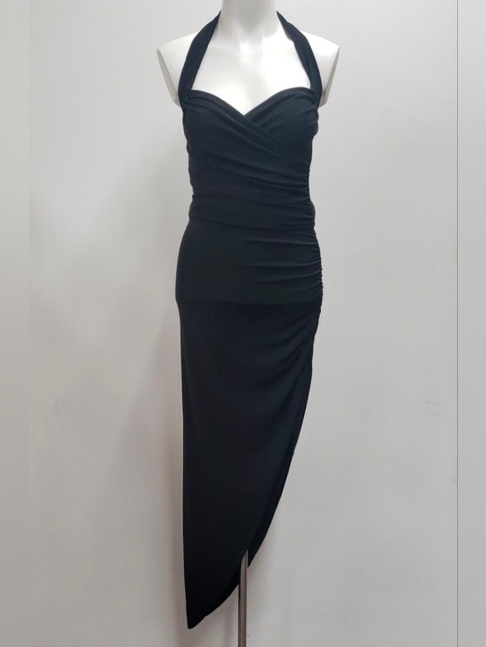 Norma Kamali Cayla Side Drape Gown Sweetheart Neckline Asymmetrical Hem Small